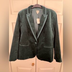 J. Crew Women's Deep Green Velvet Blazer